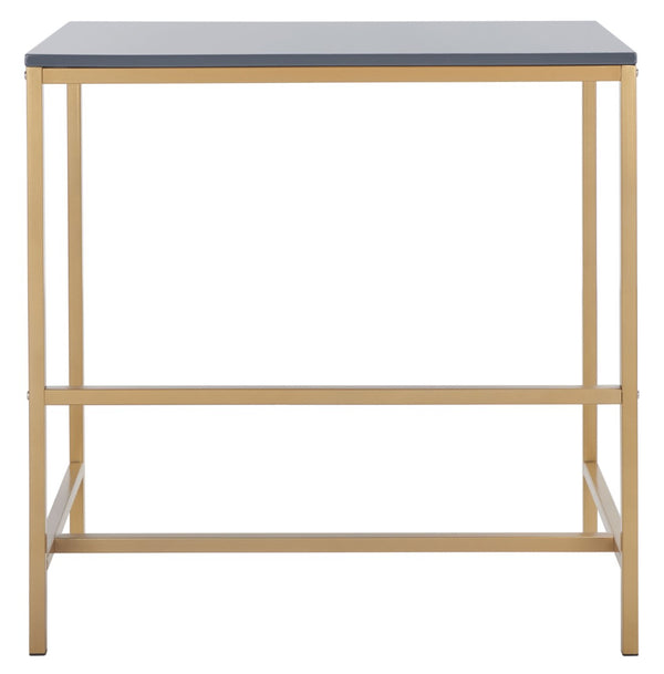 Safavieh Viv Glamorous Wooden Desk - Modern High-Gloss Finish For Stylish Home Office & Compact Spaces Light Grey / Gold Leg DSK5801C