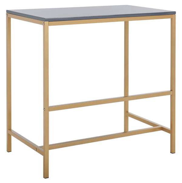 Safavieh Viv Glamorous Wooden Desk - Modern High-Gloss Finish For Stylish Home Office & Compact Spaces Light Grey / Gold Leg DSK5801C