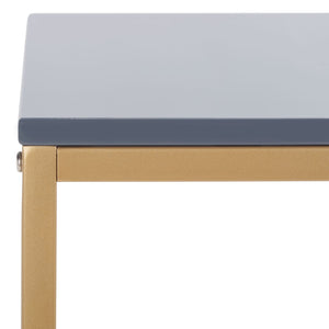 Safavieh Viv Glamorous Wooden Desk - Modern High-Gloss Finish For Stylish Home Office & Compact Spaces Light Grey / Gold Leg DSK5801C