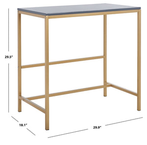 Safavieh Viv Glamorous Wooden Desk - Modern High-Gloss Finish For Stylish Home Office & Compact Spaces Light Grey / Gold Leg DSK5801C