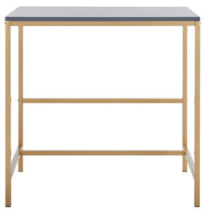 Safavieh Viv Glamorous Wooden Desk - Modern High-Gloss Finish For Stylish Home Office & Compact Spaces Light Grey / Gold Leg DSK5801C