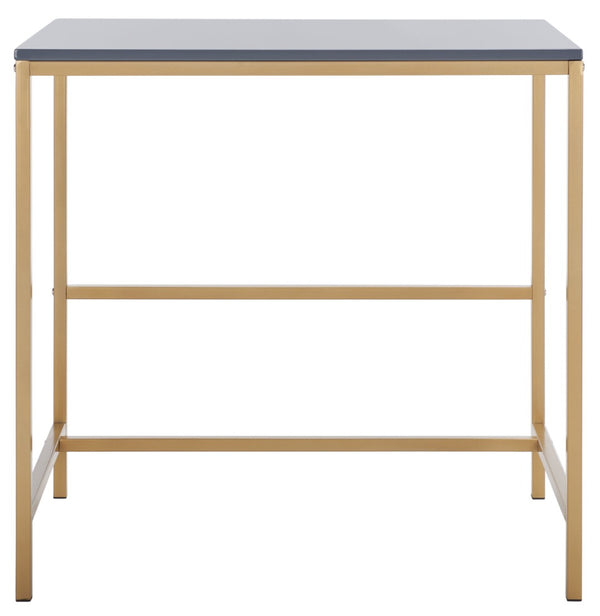 Safavieh Viv Glamorous Wooden Desk - Modern High-Gloss Finish For Stylish Home Office & Compact Spaces Light Grey / Gold Leg DSK5801C