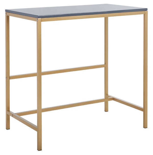 Safavieh Viv Glamorous Wooden Desk - Modern High-Gloss Finish For Stylish Home Office & Compact Spaces Light Grey / Gold Leg DSK5801C