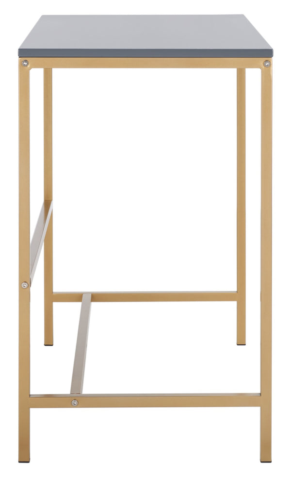 Safavieh Viv Glamorous Wooden Desk - Modern High-Gloss Finish For Stylish Home Office & Compact Spaces Light Grey / Gold Leg DSK5801C