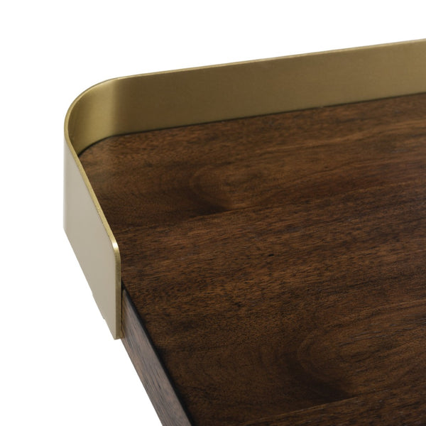 Safavieh Parker Mid-Century Modern 1 Drawer Desk - Stylish Home Office Solution With Velvet-Lined Storage Walnut/Gold DSK6400A