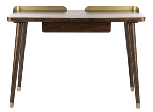 Safavieh Parker Mid-Century Modern 1 Drawer Desk - Stylish Home Office Solution With Velvet-Lined Storage Walnut/Gold DSK6400A