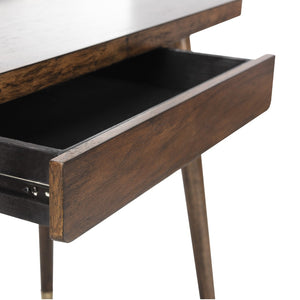 Safavieh Parker Mid-Century Modern 1 Drawer Desk - Stylish Home Office Solution With Velvet-Lined Storage Walnut/Gold DSK6400A