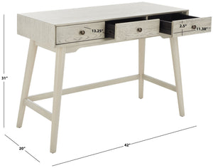 Safavieh Scully 3 Drawer Desk - Stylish Mid-Century And French Farmhouse Blend For Organized Home Office Spaces White Wash DSK6401A