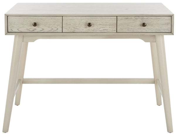 Safavieh Scully 3 Drawer Desk - Stylish Mid-Century And French Farmhouse Blend For Organized Home Office Spaces White Wash DSK6401A
