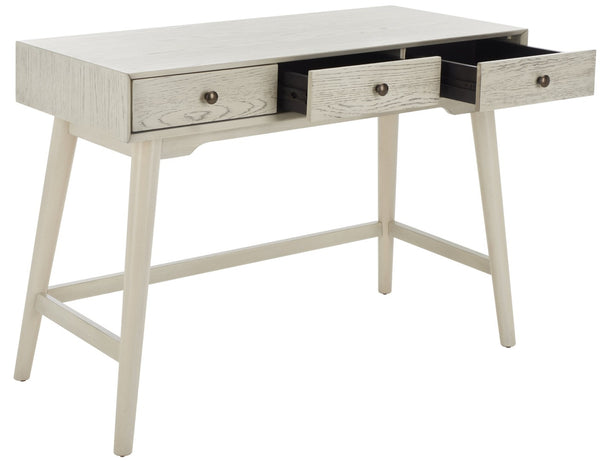 Safavieh Scully 3 Drawer Desk - Stylish Mid-Century And French Farmhouse Blend For Organized Home Office Spaces White Wash DSK6401A