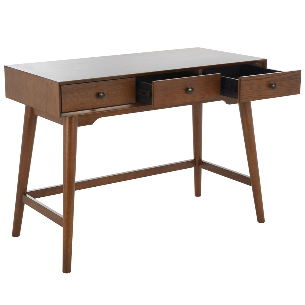Safavieh Scully 3 Drawer Desk - Stylish Mid-Century And French Farmhouse Blend For Organized Home Office Spaces Oak DSK6401C