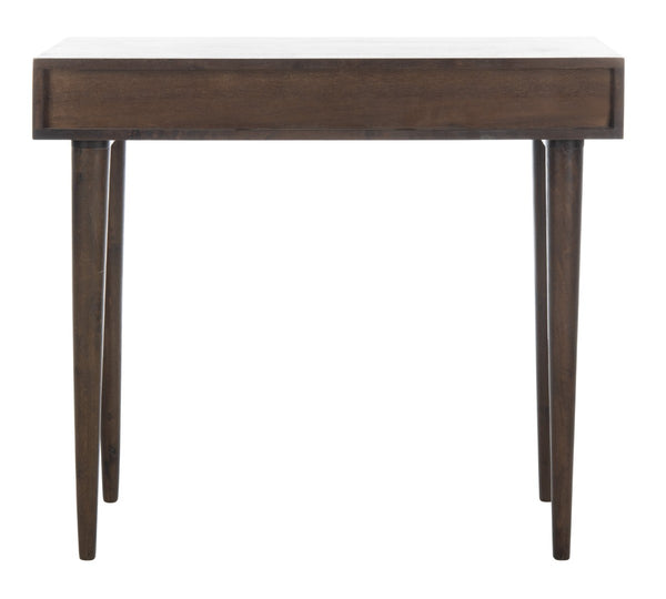 Safavieh Zinnia Desk - Sculptural Modern Design With Geometric Accents, Open Shelf For Stylish Functionality Walnut/Mango Wood DSK9000A