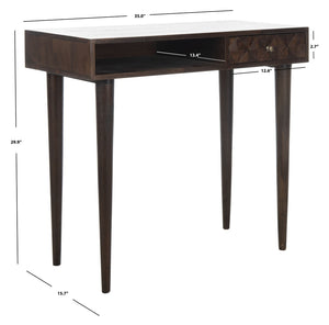 Safavieh Zinnia Desk - Sculptural Modern Design With Geometric Accents, Open Shelf For Stylish Functionality Walnut/Mango Wood DSK9000A