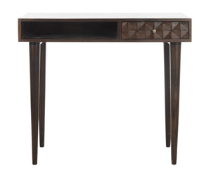 Safavieh Zinnia Desk - Sculptural Modern Design With Geometric Accents, Open Shelf For Stylish Functionality Walnut/Mango Wood DSK9000A
