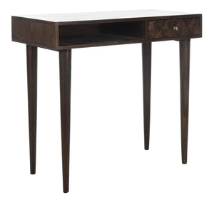 Safavieh Zinnia Desk - Sculptural Modern Design With Geometric Accents, Open Shelf For Stylish Functionality Walnut/Mango Wood DSK9000A