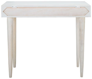 Safavieh Zinnia Desk - Sculptural Modern Design With Geometric Accents, Open Shelf For Stylish Functionality White Wash/Silver DSK9000B