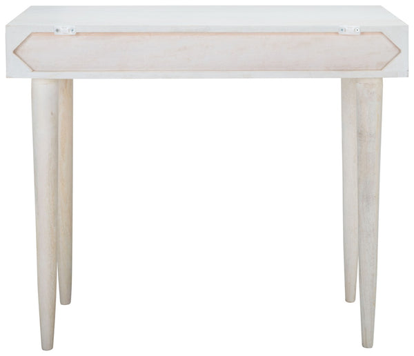 Safavieh Zinnia Desk - Sculptural Modern Design With Geometric Accents, Open Shelf For Stylish Functionality White Wash/Silver DSK9000B