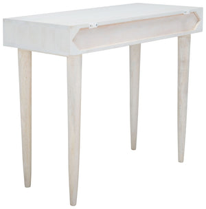 Safavieh Zinnia Desk - Sculptural Modern Design With Geometric Accents, Open Shelf For Stylish Functionality White Wash/Silver DSK9000B