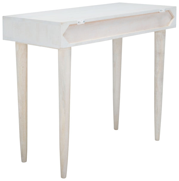 Safavieh Zinnia Desk - Sculptural Modern Design With Geometric Accents, Open Shelf For Stylish Functionality White Wash/Silver DSK9000B