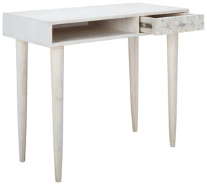 Safavieh Zinnia Desk - Sculptural Modern Design With Geometric Accents, Open Shelf For Stylish Functionality White Wash/Silver DSK9000B