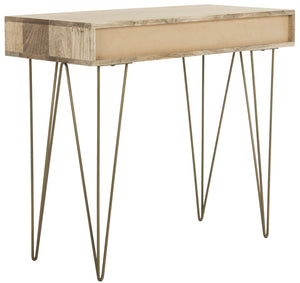 Safavieh Marigold Desk - Mid-Century Glamour With Asymmetrical Design, Perfect For Compact Workspaces And Storage Natural/Mango Wood DSK9001A