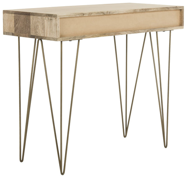 Safavieh Marigold Desk - Mid-Century Glamour With Asymmetrical Design, Perfect For Compact Workspaces And Storage Natural/Mango Wood DSK9001A