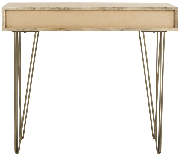 Safavieh Marigold Desk - Mid-Century Glamour With Asymmetrical Design, Perfect For Compact Workspaces And Storage Natural/Mango Wood DSK9001A