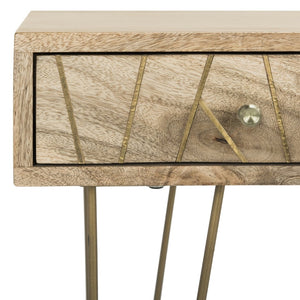 Safavieh Marigold Desk - Mid-Century Glamour With Asymmetrical Design, Perfect For Compact Workspaces And Storage Natural/Mango Wood DSK9001A