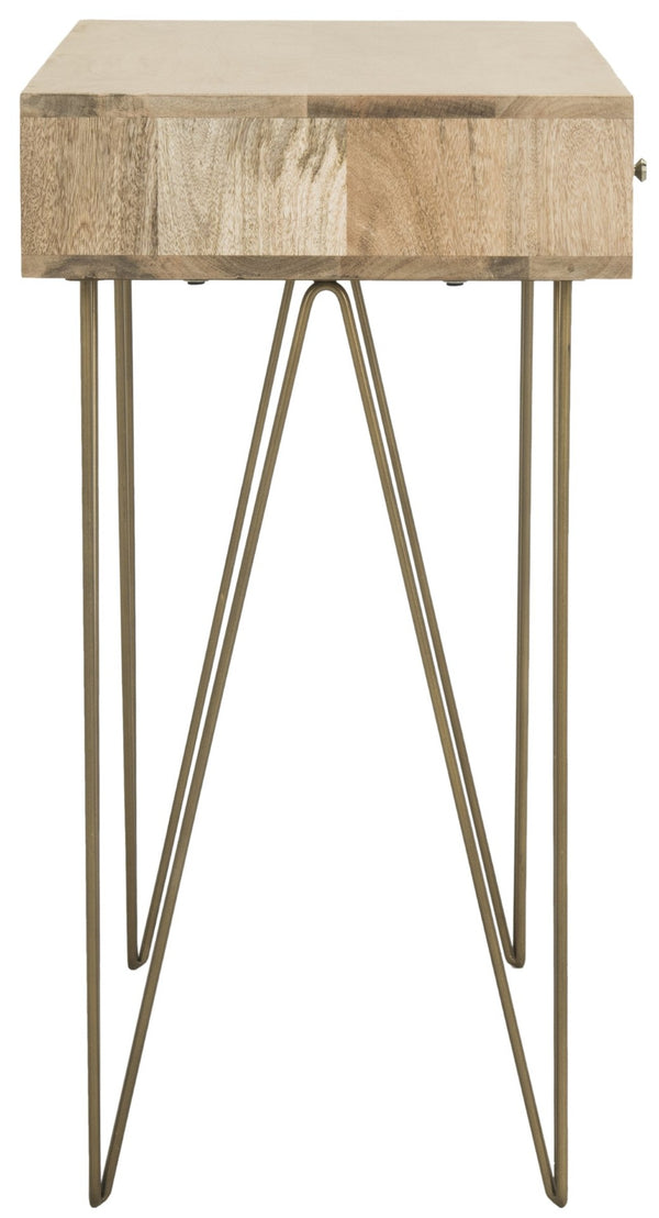 Safavieh Marigold Desk - Mid-Century Glamour With Asymmetrical Design, Perfect For Compact Workspaces And Storage Natural/Mango Wood DSK9001A