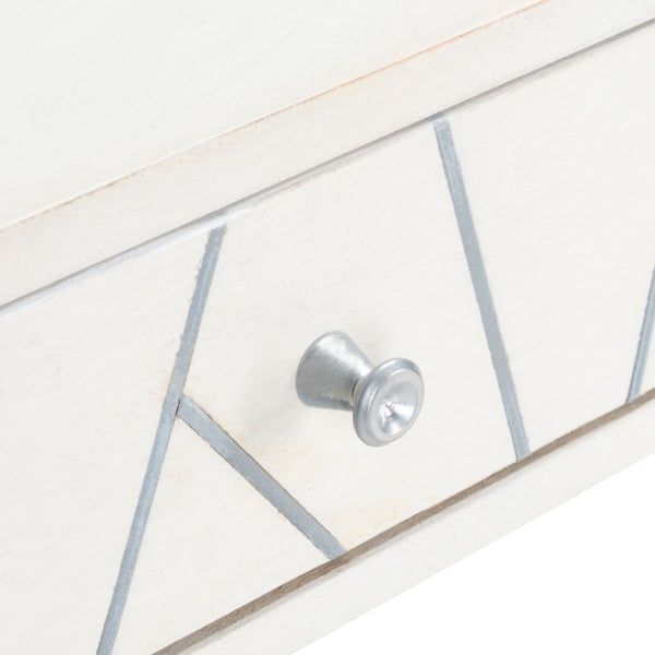 Safavieh Marigold Desk - Mid-Century Glamour With Asymmetrical Design, Perfect For Compact Workspaces And Storage White Wash/Silver DSK9001B