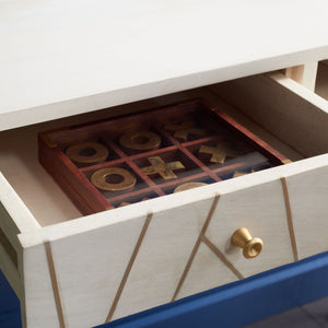 Safavieh Marigold Desk - Mid-Century Glamour With Asymmetrical Design, Perfect For Compact Workspaces And Storage White Wash/Brass DSK9001C