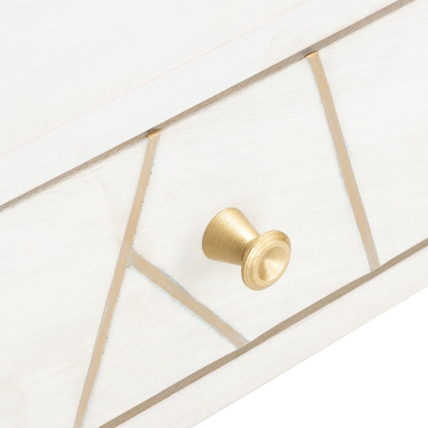 Safavieh Marigold Desk - Mid-Century Glamour With Asymmetrical Design, Perfect For Compact Workspaces And Storage White Wash/Brass DSK9001C