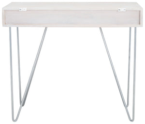 Safavieh Raveena Desk - Modern Minimalist Design With Asymmetric Top And Glamorous Honeycomb Accents White Wash/ Mixed White Wash/Silver DSK9002B