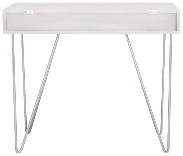 Safavieh Raveena Desk - Modern Minimalist Design With Asymmetric Top And Glamorous Honeycomb Accents White Wash/ Mixed White Wash/Silver DSK9002B