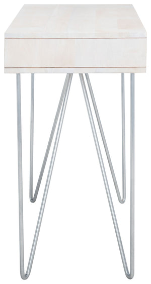 Safavieh Raveena Desk - Modern Minimalist Design With Asymmetric Top And Glamorous Honeycomb Accents White Wash/ Mixed White Wash/Silver DSK9002B