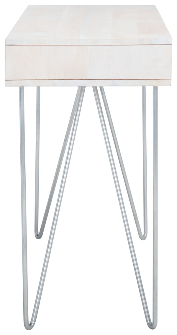 Safavieh Raveena Desk - Modern Minimalist Design With Asymmetric Top And Glamorous Honeycomb Accents White Wash/ Mixed White Wash/Silver DSK9002B