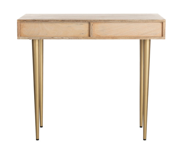 Safavieh Leni Desk - Modern Retro Mango Wood And Cement Desk With Brass Inlay For Stylish Home Office Spaces DSK9003A