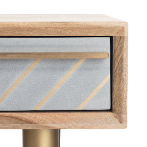 Safavieh Leni Desk - Modern Retro Mango Wood And Cement Desk With Brass Inlay For Stylish Home Office Spaces DSK9003A