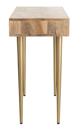 Safavieh Leni Desk - Modern Retro Mango Wood And Cement Desk With Brass Inlay For Stylish Home Office Spaces DSK9003A