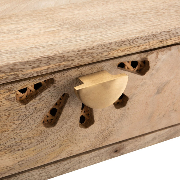Safavieh Lily Modern 2-Drawer Desk With Sculpted Floral Design, Mango Wood & Brass Legs For Stylish Storage DSK9006A