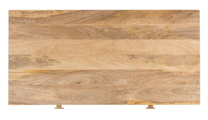 Safavieh Lily Modern 2-Drawer Desk With Sculpted Floral Design, Mango Wood & Brass Legs For Stylish Storage DSK9006A