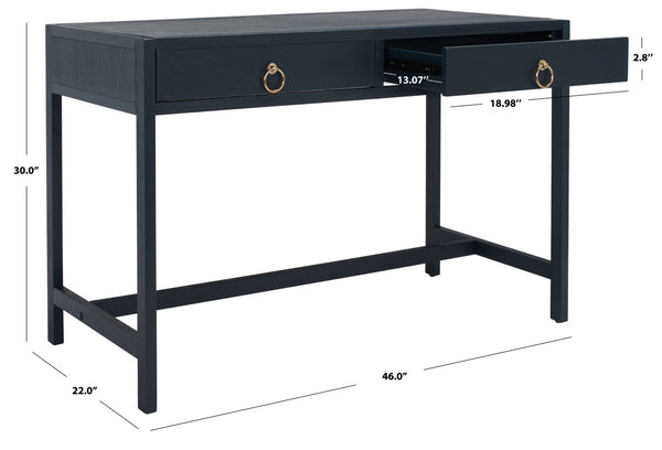 Safavieh Esther Modern 2-Drawer Desk - Spacious Work Surface & Elegant Design For Home Office Or Study Nook Navy DSK9200A