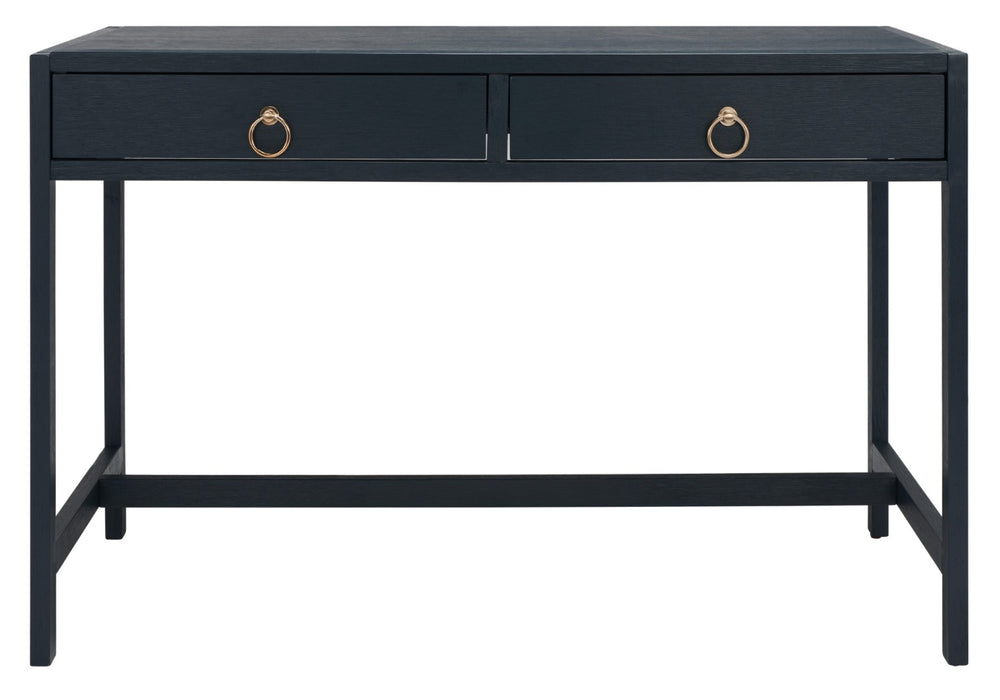 Safavieh Esther Modern 2-Drawer Desk - Spacious Work Surface & Elegant Design For Home Office Or Study Nook Navy DSK9200A