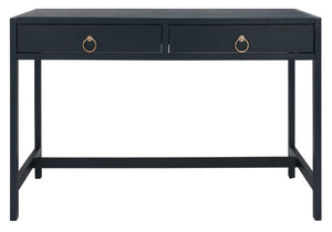 Safavieh Esther Modern 2-Drawer Desk - Spacious Work Surface & Elegant Design For Home Office Or Study Nook Navy DSK9200A