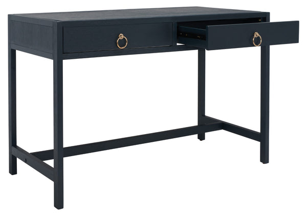 Safavieh Esther Modern 2-Drawer Desk - Spacious Work Surface & Elegant Design For Home Office Or Study Nook Navy DSK9200A
