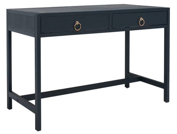Safavieh Esther Modern 2-Drawer Desk - Spacious Work Surface & Elegant Design For Home Office Or Study Nook Navy DSK9200A