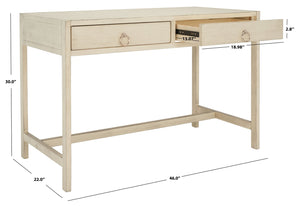 Safavieh Esther Modern 2-Drawer Desk - Spacious Work Surface & Elegant Design For Home Office Or Study Nook Antique White DSK9200B