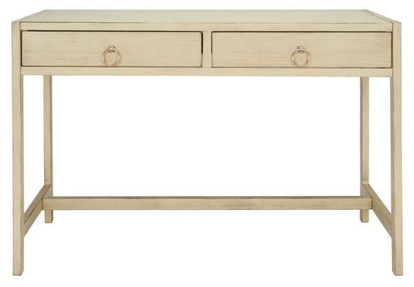 Safavieh Esther Modern 2-Drawer Desk - Spacious Work Surface & Elegant Design For Home Office Or Study Nook Antique White DSK9200B
