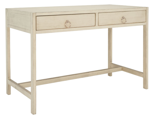 Safavieh Esther Modern 2-Drawer Desk - Spacious Work Surface & Elegant Design For Home Office Or Study Nook Antique White DSK9200B