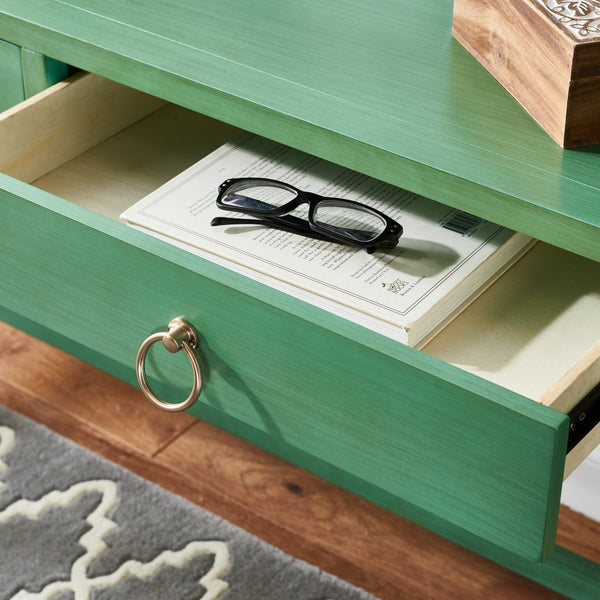 Safavieh Esther Modern 2-Drawer Desk - Spacious Work Surface & Elegant Design For Home Office Or Study Nook Turquoise DSK9200C